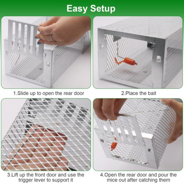 fe478a96-0f97-4702-856e-a694b4240108.jpg 1Pc Automatic Continuous Rat Trap Single Door Mouse Cage Humane Live Animal Trap Cage Indoor Outdoor For Small Rodents Mice Voles