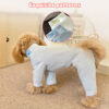 589943777 Elastic Pet Onesie, Four-Legged Pajamas for Small to Medium Dogs, Cream Color, Cozy Home Base Shirt, Warm Winter Dog Clothes