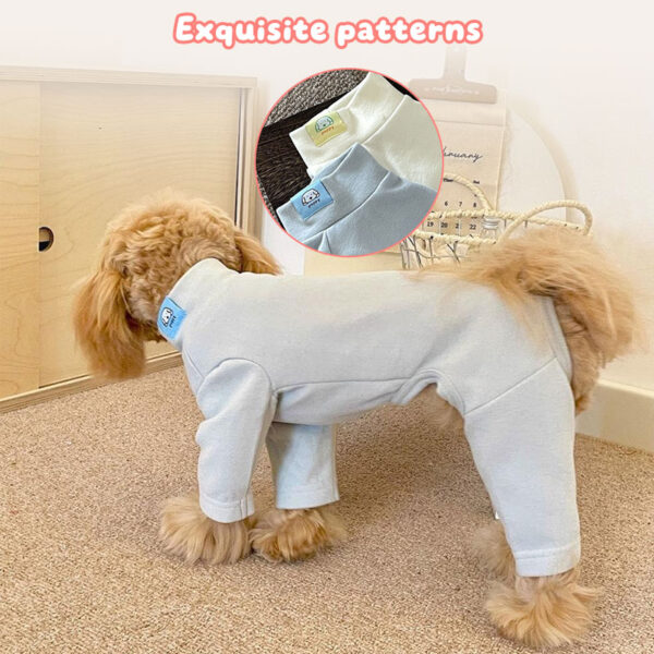 589943777 Elastic Pet Onesie, Four-Legged Pajamas for Small to Medium Dogs, Cream Color, Cozy Home Base Shirt, Warm Winter Dog Clothes