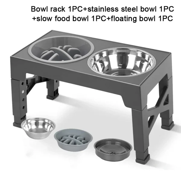 589943441 Elevated Dog Feeder with Adjustable Raised Stand, Slow Food Bowl, Water Feeders for Large and Medium Dogs