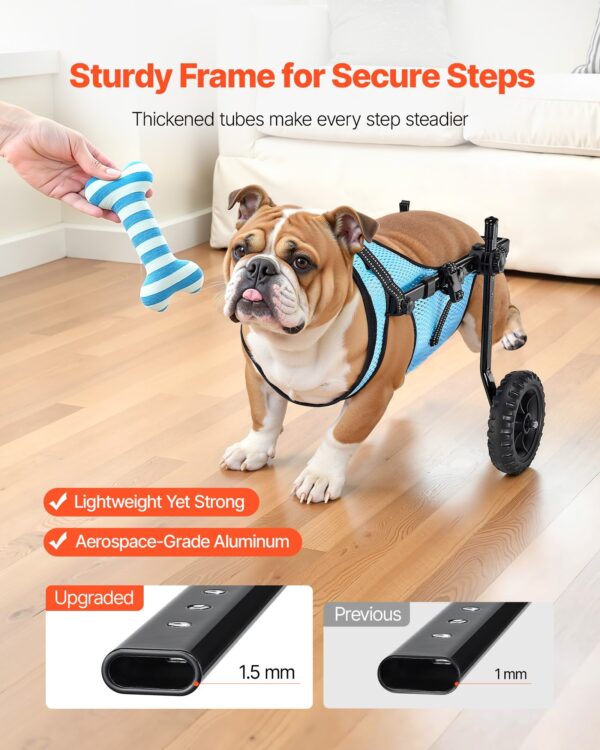 18b9e763-de24-461a-b684-5421b3cf372a.jpg Dog Wheelchair For Back Legs, Adjustable 2 Wheels Pet Wheelchair, Lightweight Dog Cart With Shock-Absorbing Wheels, Mobility Support Wheel Chair For Disabled Injured Dogs Up To 33lbs, Medium