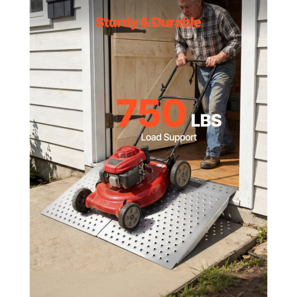 Threshold Ramp For Doorways, 29.5 X 24.3 In, Platform Aluminum Wheelchair Ramp, Non-Slip Door Threshold Ramps, 750 Lbs Load Capacity, For Home Steps, Curbs, Wheelchairs, Walkers, Scooter, Carts