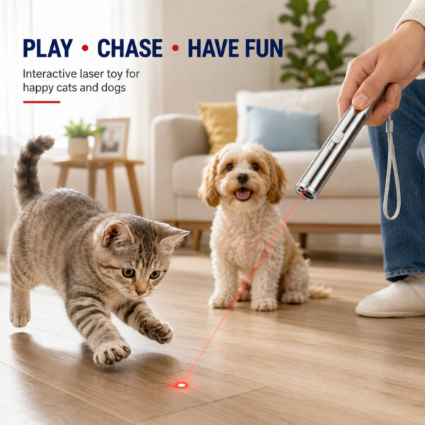 3-in-1 Pet Laser Pointer For Cats & Dogs,Cat Laser Pointer, USB Rechargeable Pet Toy With Red Laser, UV Light & LED Flashlight, Interactive Cat Toy For Indoor Play, Portable Multi-Function Light Pen