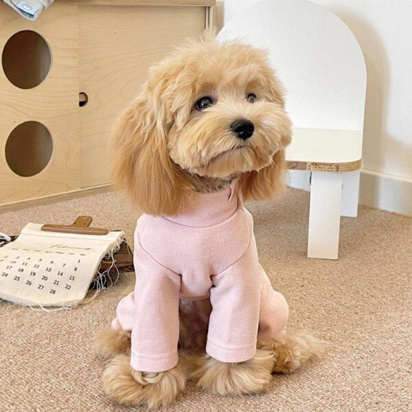 589943773 Elastic Pet Onesie, Four-Legged Pajamas for Small to Medium Dogs, Cream Color, Cozy Home Base Shirt, Warm Winter Dog Clothes