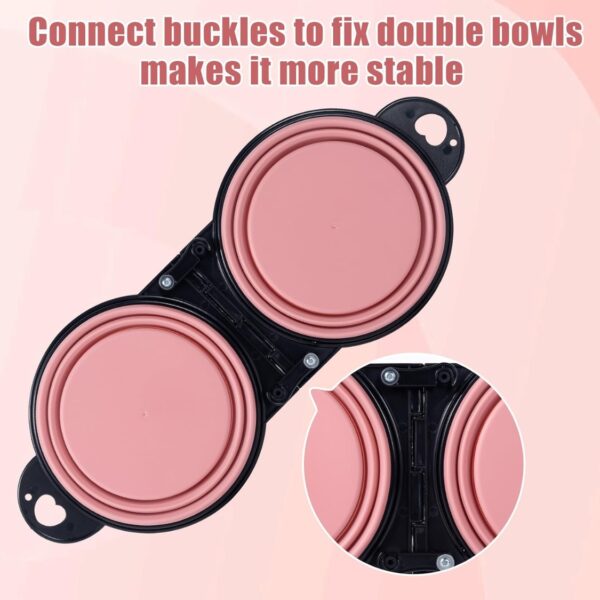42e6aa0e-9410-424f-8533-49216704e07f.jpg Collapsible Dog Dual Bowls Reinforced Rim 180 Degrees Flip Over Foldable Double Bowl With Lock Clips More Stable Dog Travel Bowls Pet Food Water Feeder