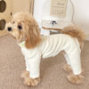 589943770 Elastic Pet Onesie, Four-Legged Pajamas for Small to Medium Dogs, Cream Color, Cozy Home Base Shirt, Warm Winter Dog Clothes