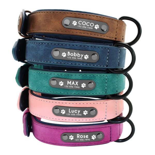 589943604 Custom Dog Collars Leather Personalized Pet Dog Tag Collar Leash Lead For Small Medium Large Dogs Pitbull Bulldog Pugs Beagle