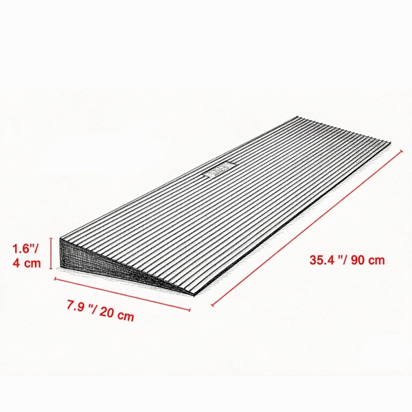 35.4inch Wide Rubber Threshold Ramp , Cuttable Wheelchair Slope