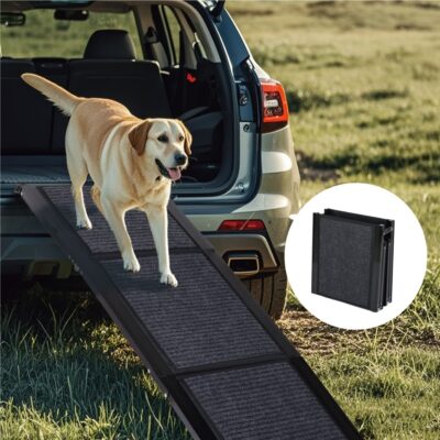 705548ab-d588-4b98-ae3a-7e9c48dfb069.jpg Dog Ramp For Car 65inchX17.2inch Large Folding Pet Stair Ramps For Truck, SUV, With Non-Slip Surface, Up To 250LBS, Outdoor Dog Car Ramp For Medium & Large Dogs, Portable Pet Steps