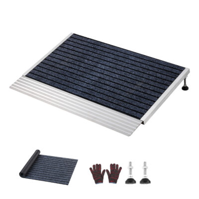 70bdab00-5a5f-4b2e-a551-4fc6f56bacff.jpg Threshold Ramp For Doorways, 24 X 35.8 In, Platform Aluminum Wheelchair Ramp With Adjustable Height, Non-Slip Door Threshold Ramps, 800 Lbs Load Capacity, For Home Steps, Wheelchairs, Walkers