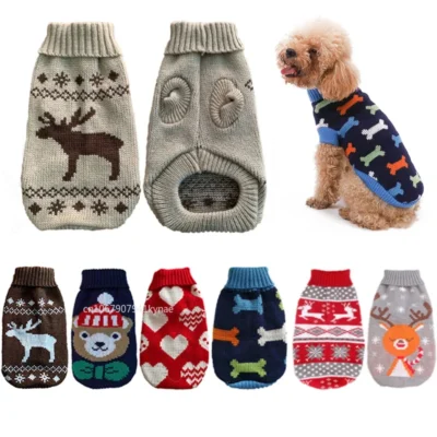 589943654 Warm Pet Dog Sweater Winter Dog Clothes for Small Medium Dogs Knitted Puppy Cat Coat Chihuahua French Bulldogs Yorkie Customes