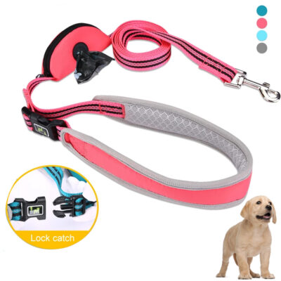 589943679 Reflective Pet Leash Medium And Large Dogs Small Dogs Rope Dog Leash Golden Hair Satsuma Garbage Bag Traction Belt
