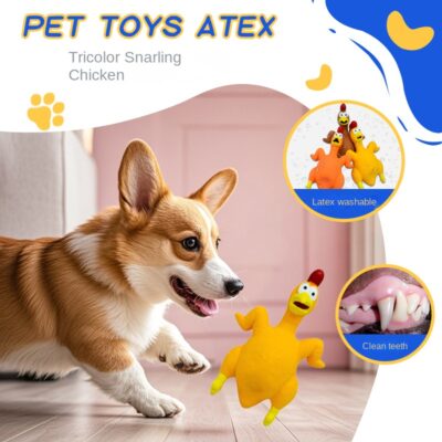 589943831 Pet Dog Toy Squeaky Chicken Latex Chew-Resistant for Large and Medium Dogs Boredom Relief Sound-Making Toy for Puppies