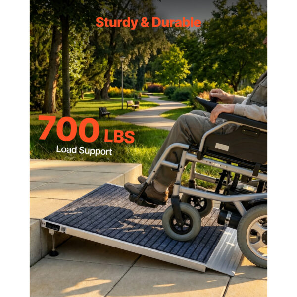 Threshold Ramp For Doorways, 36 X 36 In, Platform Aluminum Wheelchair Ramp With Adjustable Height, Non-Slip Door Threshold Ramps, 700 Lbs Load Capacity, For Home Steps, Wheelchairs, Walkers