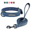 589943602 Custom Dog Collars Leather Personalized Pet Dog Tag Collar Leash Lead For Small Medium Large Dogs Pitbull Bulldog Pugs Beagle