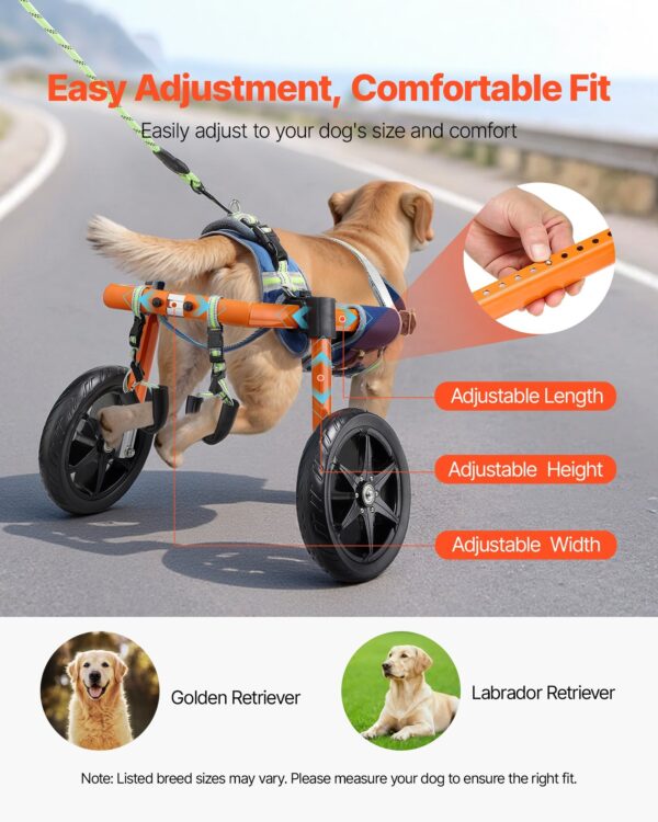 8a3a00ee-8431-40ca-8924-bad83135d9eb.jpg Dog Wheelchair For Back Legs, Lightweight 2 Wheels Pet Wheelchair, Height, Width & Length Adjustable, Dog Cart With Shock-Absorbing Wheels, For Injured, Disabled Dogs 35-48 Lbs, Medium