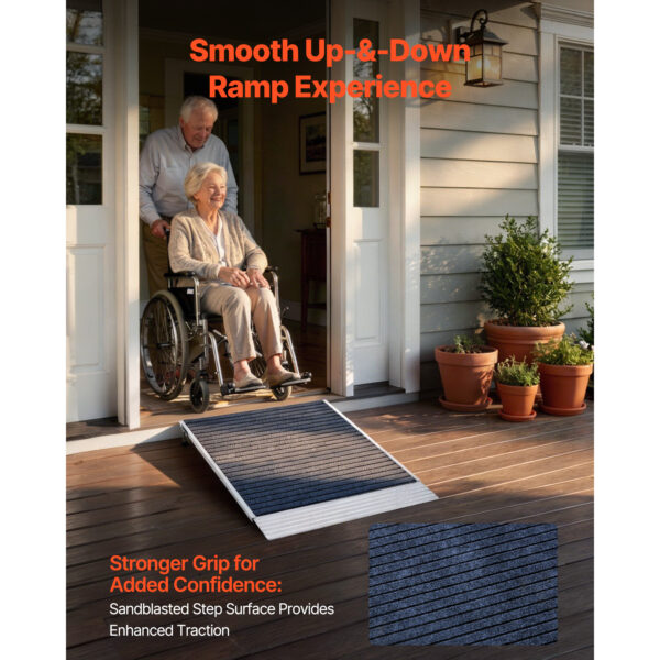 Threshold Ramp For Doorways, 36 X 36 In, Platform Aluminum Wheelchair Ramp With Adjustable Height, Non-Slip Door Threshold Ramps, 700 Lbs Load Capacity, For Home Steps, Wheelchairs, Walkers