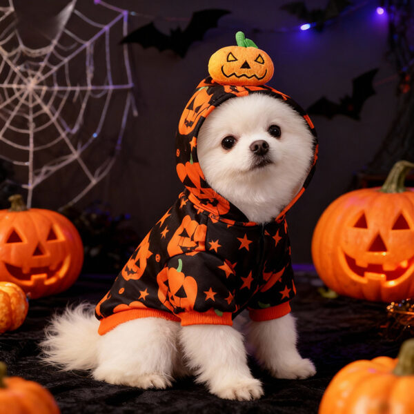 589943642 Halloween Pet Dog Clothes Cat Dog Halloween Pumpkin Two-Legged Hoodie Sweatshirt for Medium and Small Dogs Teddy Factory Direct Sale