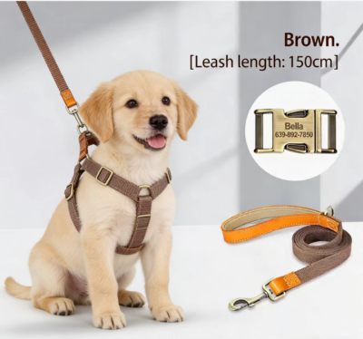 589944008 Dog leash Dog chest back lettering Anti loss small dog Teddy chest strap medium-sized dog corgi vest dog rope