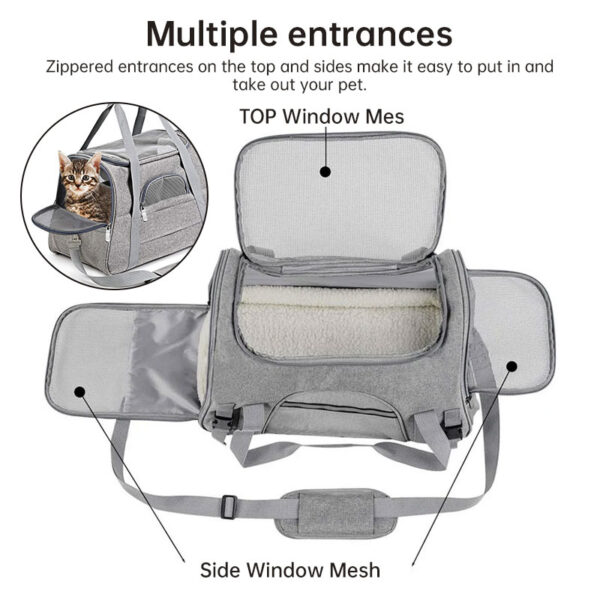 589941108 Foldable & Expandable Pet Carrier Bag - Mesh Breathable Cat/Dog Travel Bag, Convertible Crossbody Handbag for Small Pets