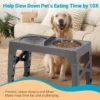 589943436 Elevated Dog Feeder with Adjustable Raised Stand, Slow Food Bowl, Water Feeders for Large and Medium Dogs