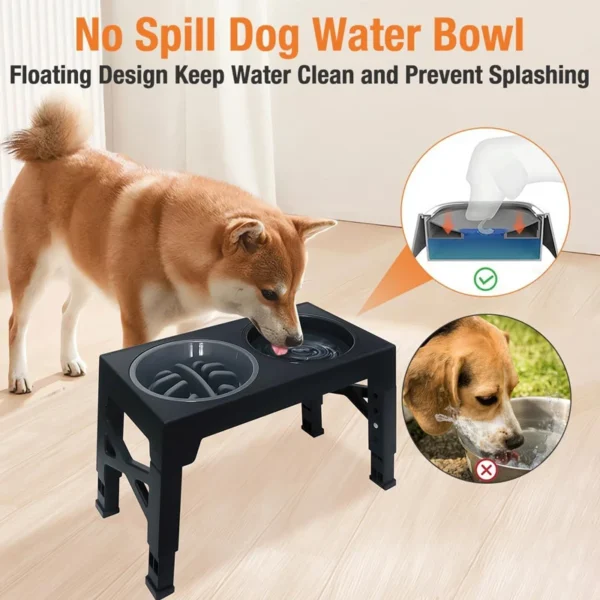 589943439 Elevated Dog Feeder with Adjustable Raised Stand, Slow Food Bowl, Water Feeders for Large and Medium Dogs