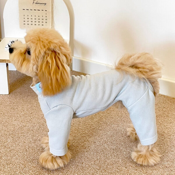589943771 Elastic Pet Onesie, Four-Legged Pajamas for Small to Medium Dogs, Cream Color, Cozy Home Base Shirt, Warm Winter Dog Clothes