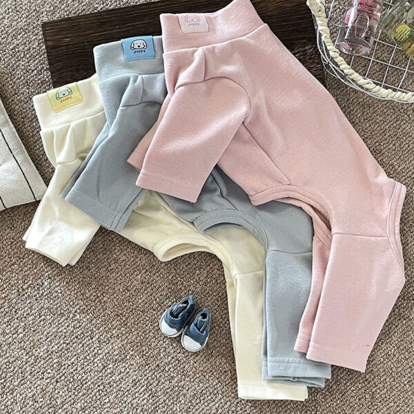 589943776 Elastic Pet Onesie, Four-Legged Pajamas for Small to Medium Dogs, Cream Color, Cozy Home Base Shirt, Warm Winter Dog Clothes