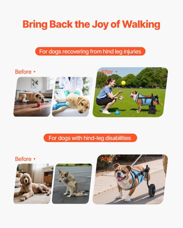 a0cec742-f16a-4144-b947-3e0dde9a8e9d.jpg Dog Wheelchair For Back Legs, Adjustable 2 Wheels Pet Wheelchair, Lightweight Dog Cart With Shock-Absorbing Wheels, Mobility Support Wheel Chair For Disabled Injured Dogs Up To 33lbs, Medium