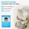 a20e2db9-ca50-46ec-b1a8-6b84256e0d8c.jpg Anti Slip Base Double Cat Food Bowl, Gray Stainless Steel Food And Water Bowl, Easy To Clean And Detachable Design, Cat And Dog Pet Feeder