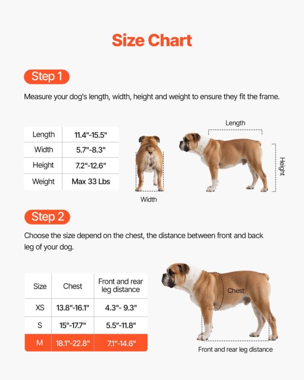 a420e2eb-fa02-44dd-a3b8-39c4af9f8712.jpg Dog Wheelchair For Back Legs, Adjustable 2 Wheels Pet Wheelchair, Lightweight Dog Cart With Shock-Absorbing Wheels, Mobility Support Wheel Chair For Disabled Injured Dogs Up To 33lbs, Medium