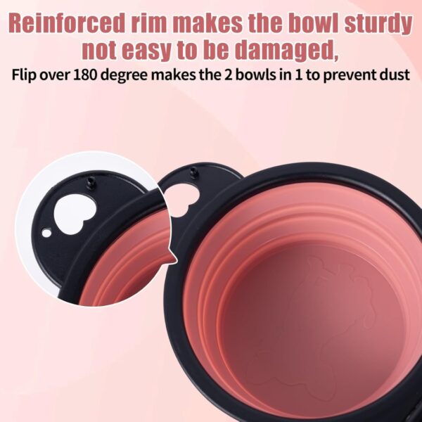 abcdd307-2c0a-47fb-9755-a27a6166c328.jpg Collapsible Dog Dual Bowls Reinforced Rim 180 Degrees Flip Over Foldable Double Bowl With Lock Clips More Stable Dog Travel Bowls Pet Food Water Feeder