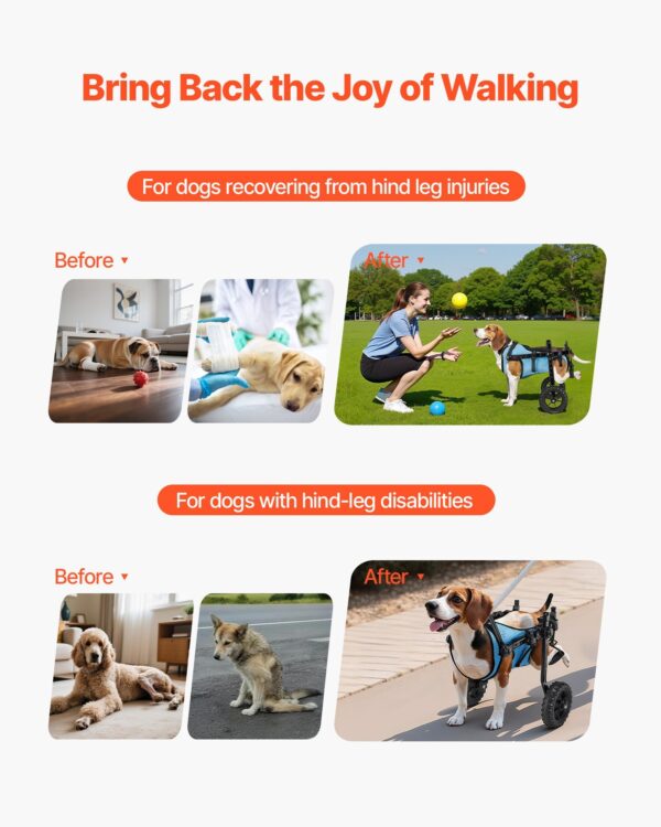 b62bd785-6fab-4194-b2a7-1890a47e0434.jpg Dog Wheelchair For Back Legs, Adjustable 2 Wheels Pet Wheelchair, Lightweight Dog Cart With Shock-Absorbing Wheels, Mobility Support Wheel Chair For Disabled Injured Dogs Up To 22lbs, Small
