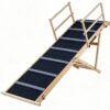 c65e21fa2e634e748bb4769c8d33dd00.jpg 6-Level Adjustable Foldable Pet Ramp , Solid Pine Wood Non-Slip Dog Stairs with Side Rails, 145 lbs Heavy Duty Pet Step for Senior Dogs & Pets with Mobility Issues
