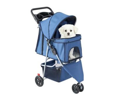 c6d5f221-c135-490f-b99c-2108275045b1.jpg Pet Stroller For Dogs And Cats - Foldable, Lightweight, And Durable -Ideal For Small To Medium Pets - Includes Storage Basket