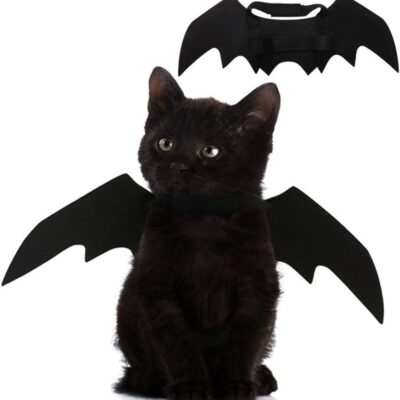 d35bd92b-684e-4e0b-b047-21e586430241.jpg Pet Cat Bat Wings For Halloween Party Decoration, Puppy Collar Leads Cosplay Bat Costume,Cute Puppy Cat Dress Up Accessories