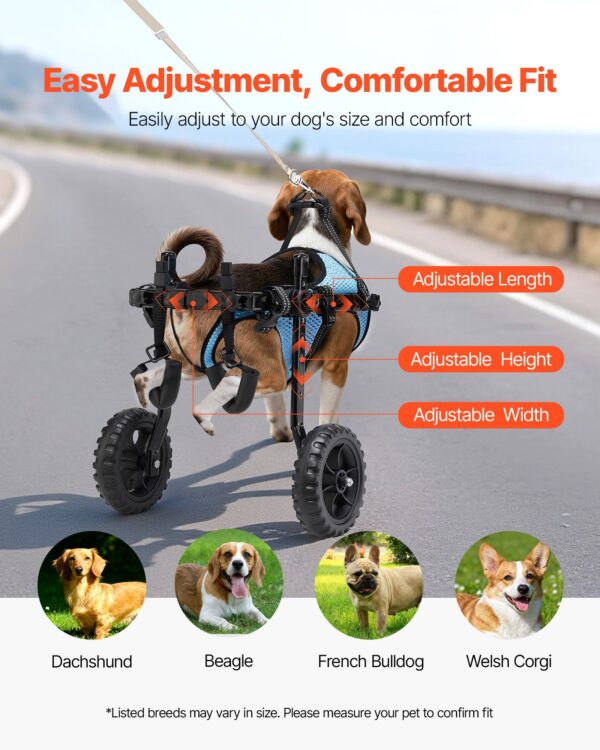 e510f3f9-b852-4c1f-9bd6-09b23cd43815.jpg Dog Wheelchair For Back Legs, Adjustable 2 Wheels Pet Wheelchair, Lightweight Dog Cart With Shock-Absorbing Wheels, Mobility Support Wheel Chair For Disabled Injured Dogs Up To 22lbs, Small