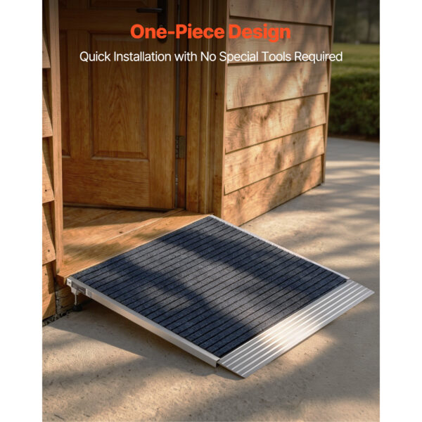 Threshold Ramp For Doorways, 36 X 36 In, Platform Aluminum Wheelchair Ramp With Adjustable Height, Non-Slip Door Threshold Ramps, 700 Lbs Load Capacity, For Home Steps, Wheelchairs, Walkers