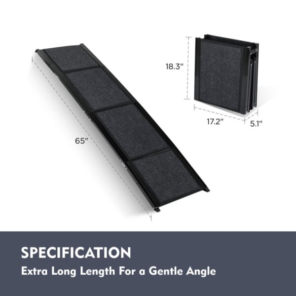 Dog Ramp For Car 65inchX17.2inch Large Folding Pet Stair Ramps For Truck, SUV, With Non-Slip Surface, Up To 250LBS, Outdoor Dog Car Ramp For Medium & Large Dogs, Portable Pet Steps