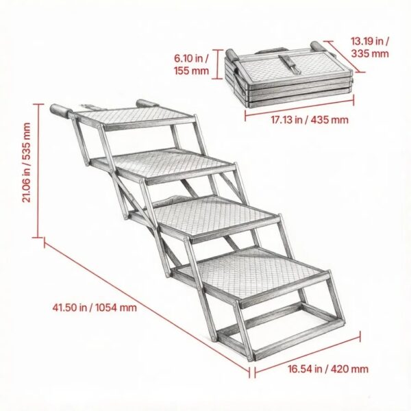 f5f575e46bf340668a46d633177ae37f.jpg Pet Stairs with Adjustable Height for Outdoor