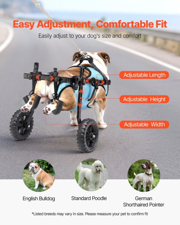 fa943a10-798f-4bf6-a308-374def56a181.jpg Dog Wheelchair For Back Legs, Adjustable 2 Wheels Pet Wheelchair, Lightweight Dog Cart With Shock-Absorbing Wheels, Mobility Support Wheel Chair For Disabled Injured Dogs Up To 33lbs, Medium